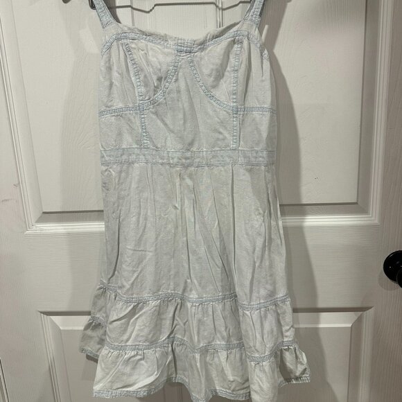 American Eagle Sleeveless Sundress Mini Dress Light Blue Casual Summer L 271 - Picture 1 of 4